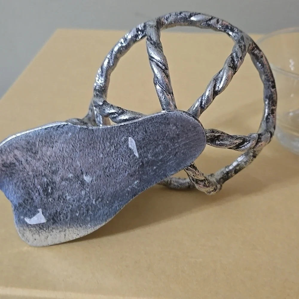 Pottery Barn Silver Rabbit Glass Bowl Holder